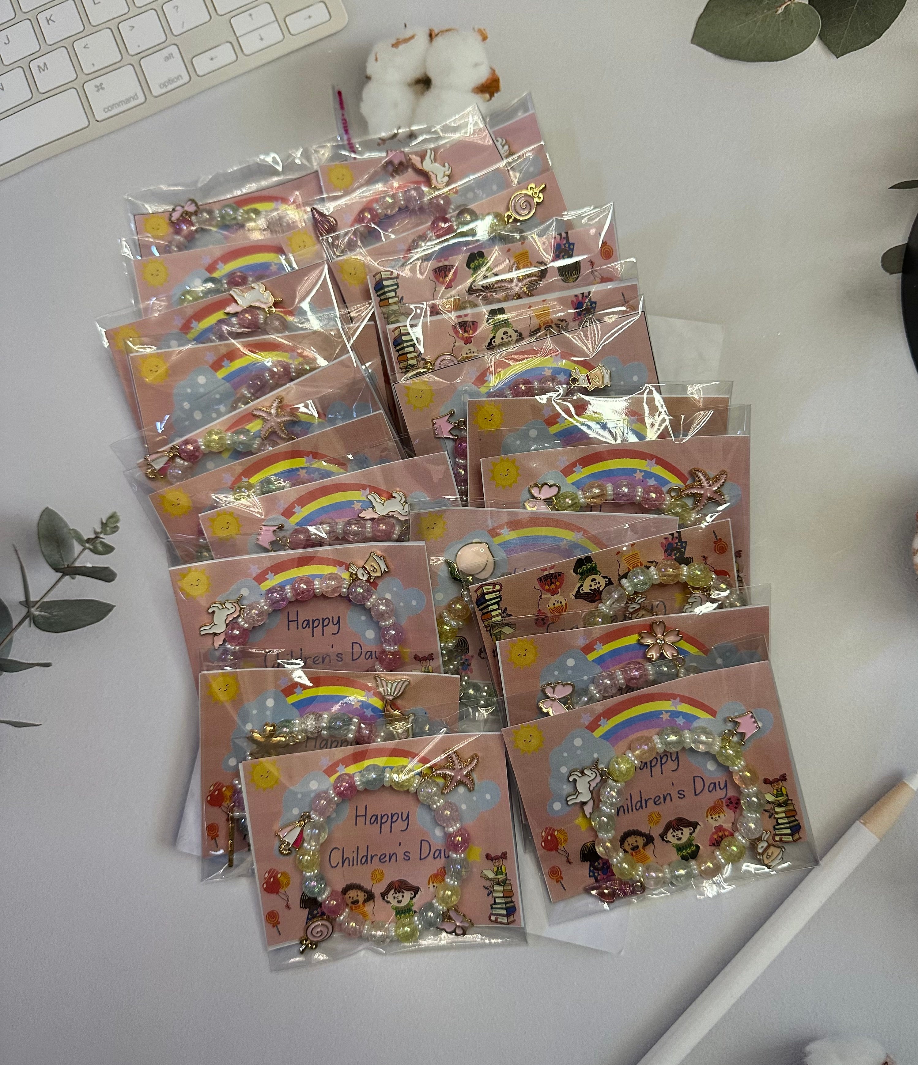 Making bracelets for Children's Day
