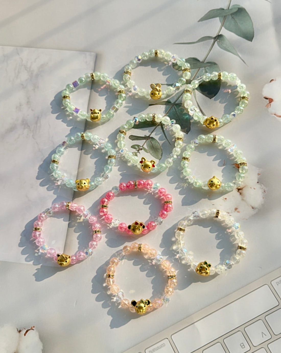 Twelve Chinese zodiac charm bracelet 18k plated gold