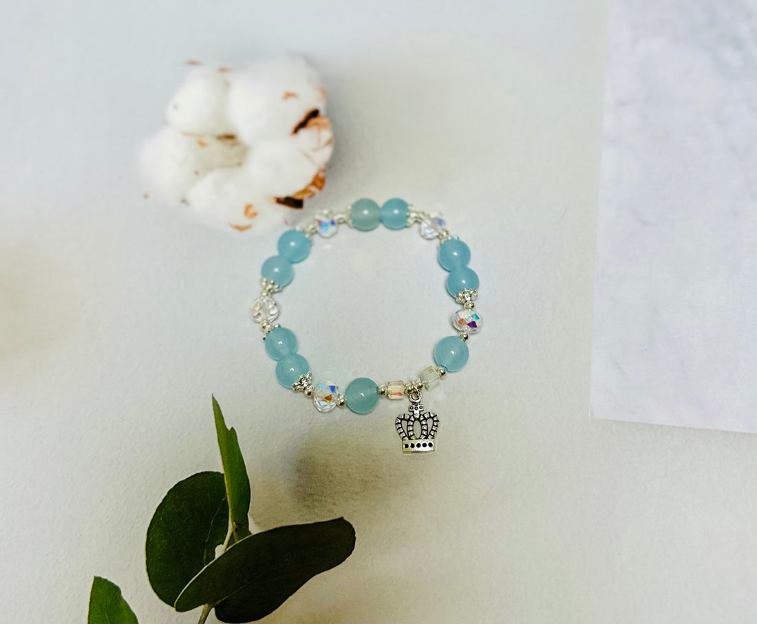Kids Bracelets Crystal Beads & Crown Charm