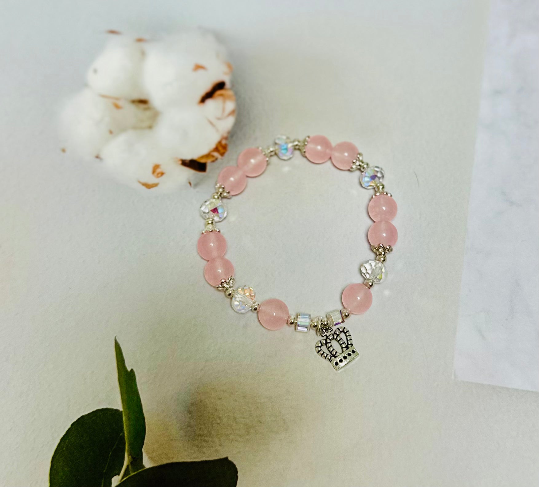 Kids Bracelets Crystal Beads & Crown Charm