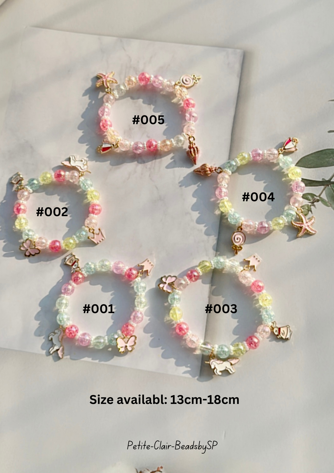 Kids Bracelets Crystal Beads & Charm