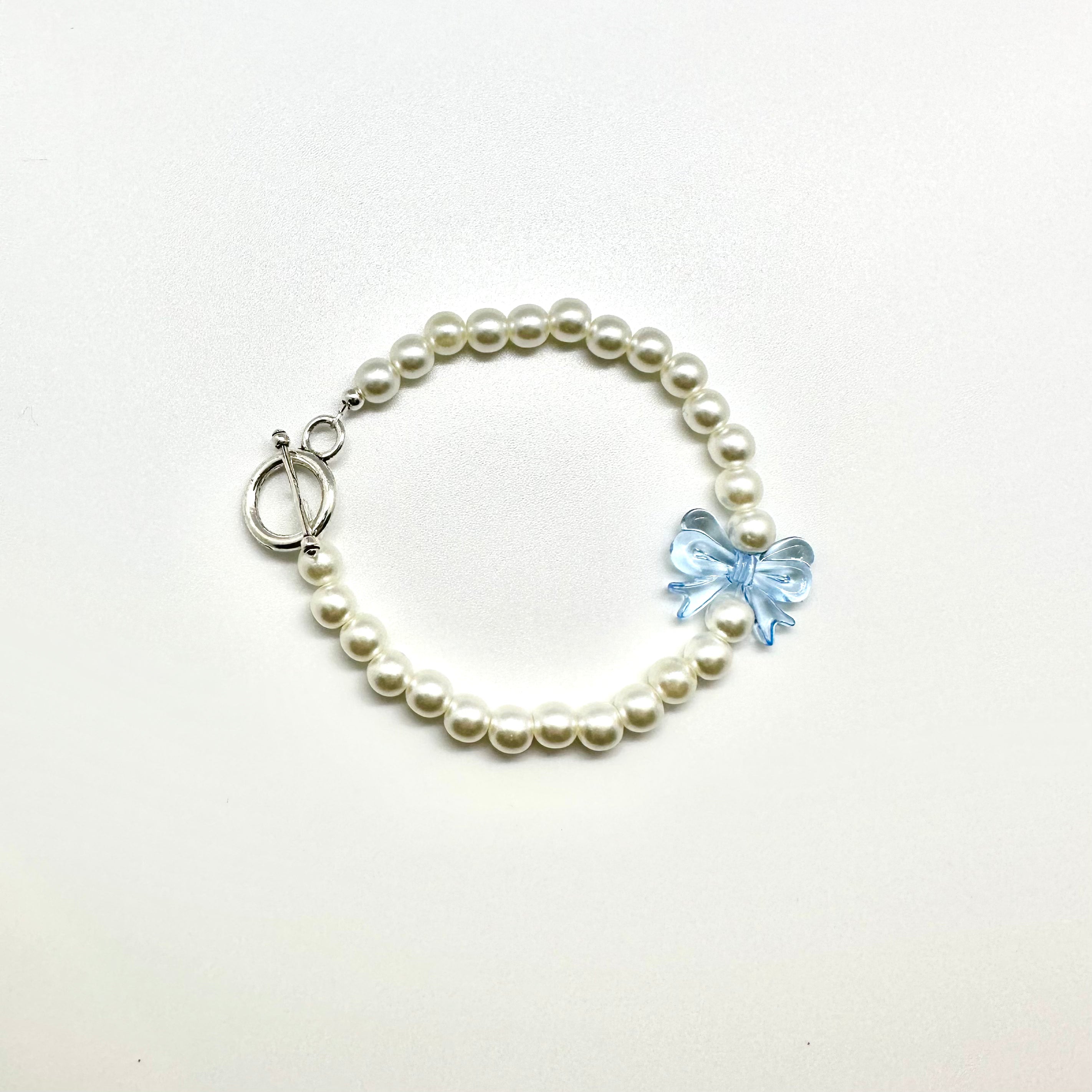 Pearl Bracelet with Acrylic Ribbon Beads
