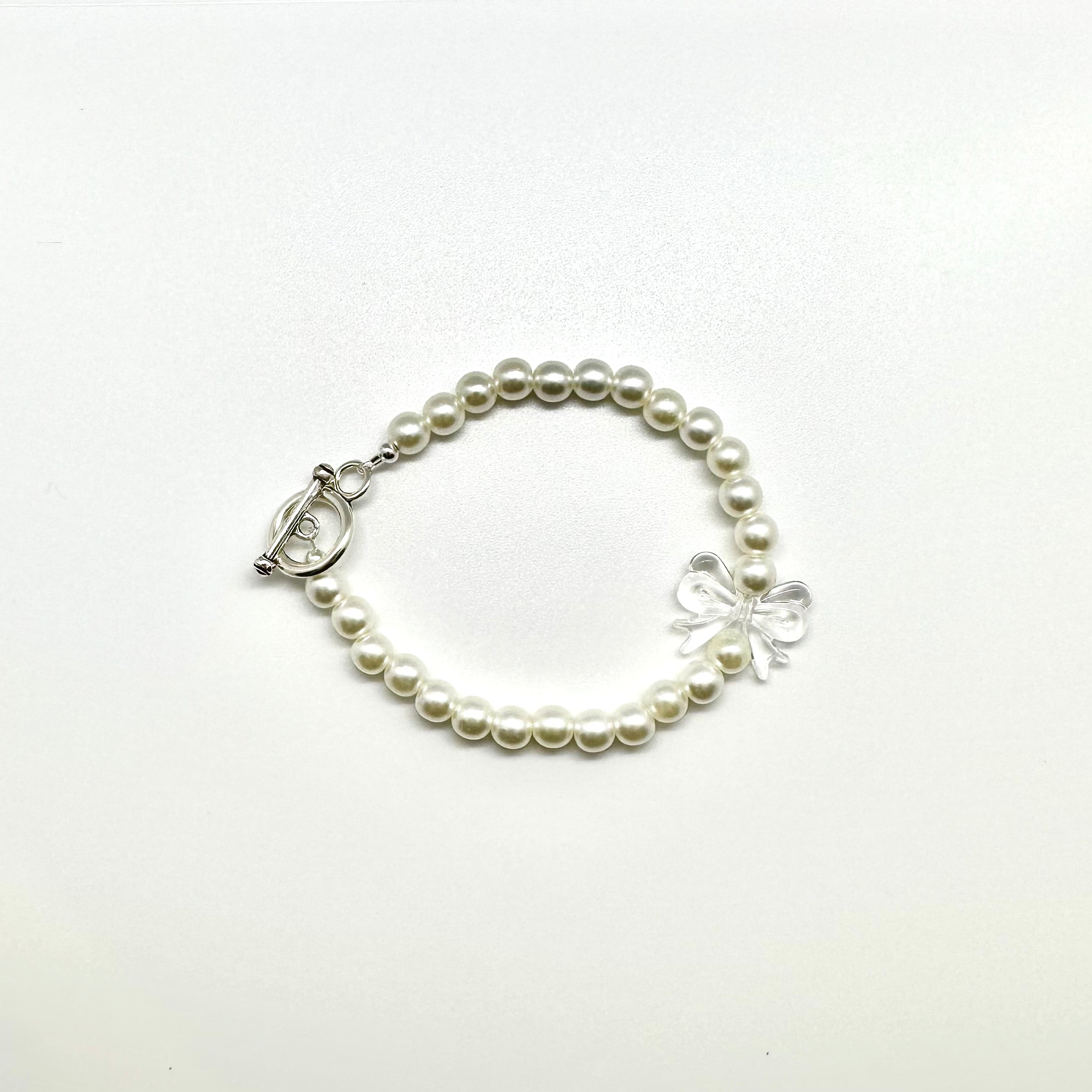 Pearl Bracelet with Acrylic Ribbon Beads