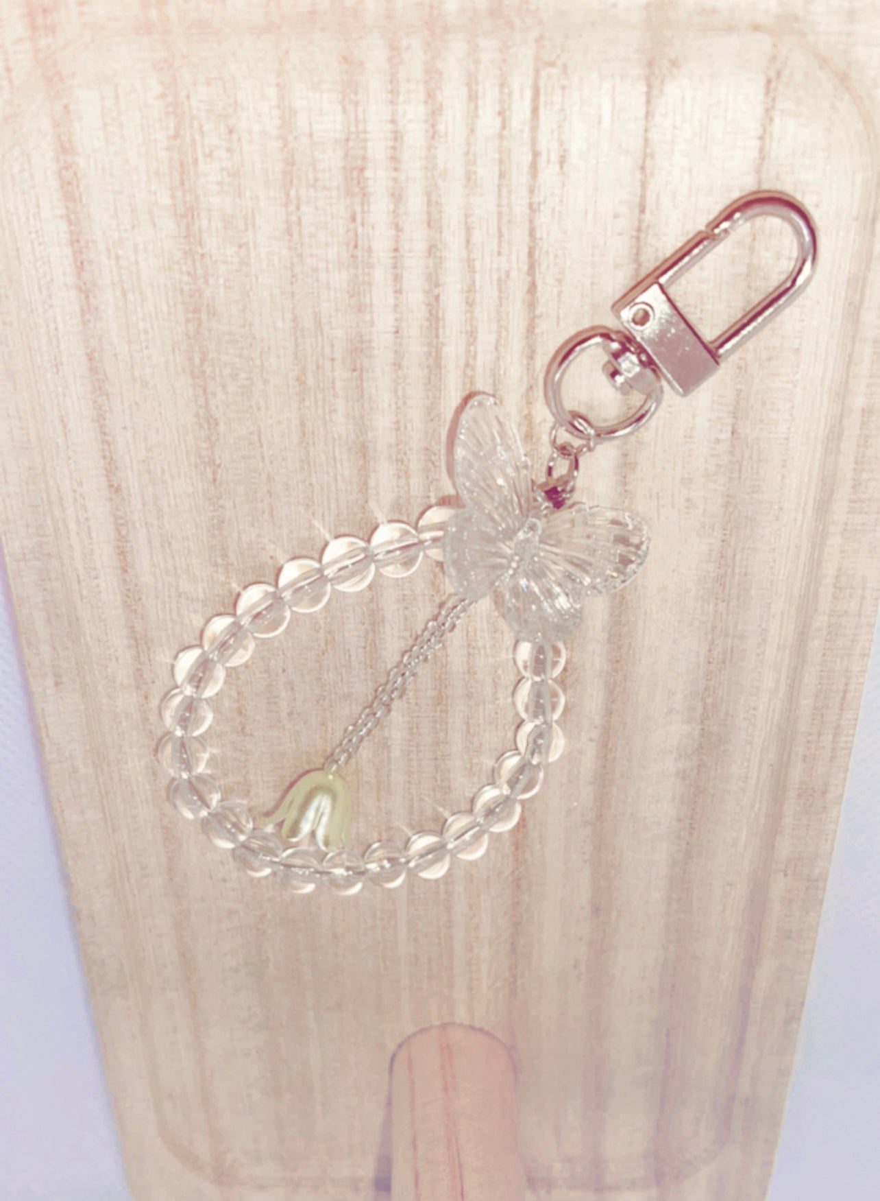 Clear Crystal Beaded Butterfly Keychain