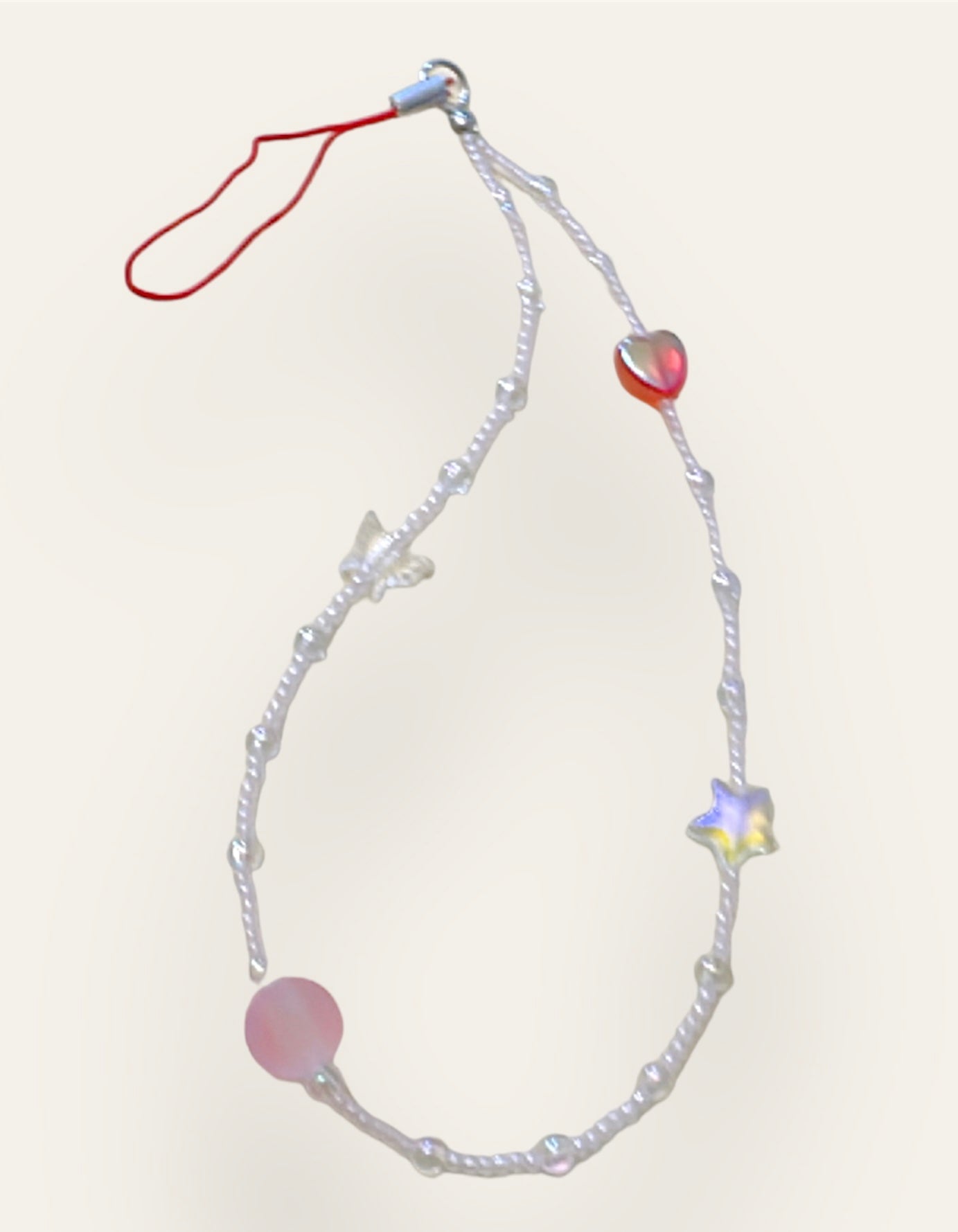 Beaded Heart & Butterfly Phone Charm