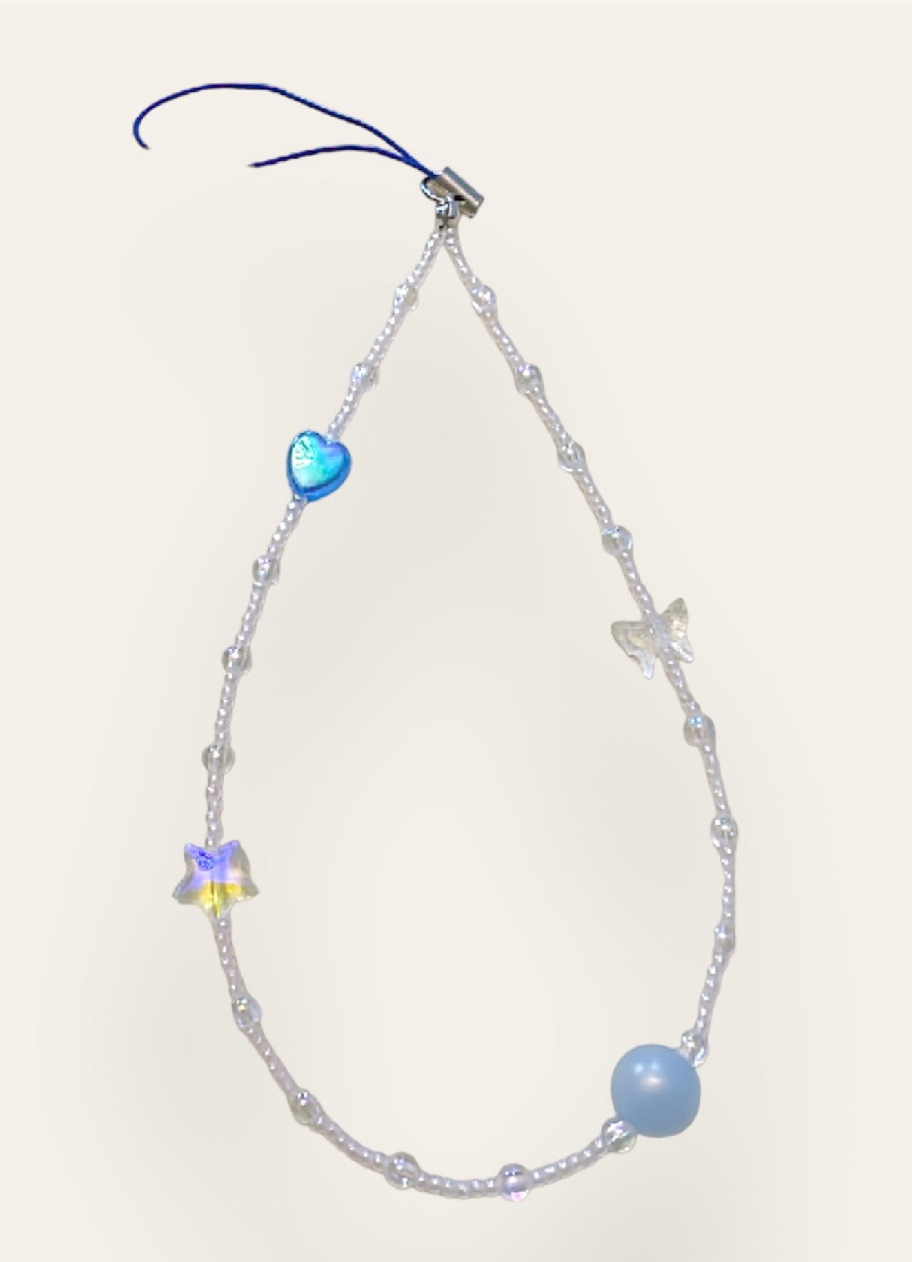 Beaded Heart & Butterfly Phone Charm