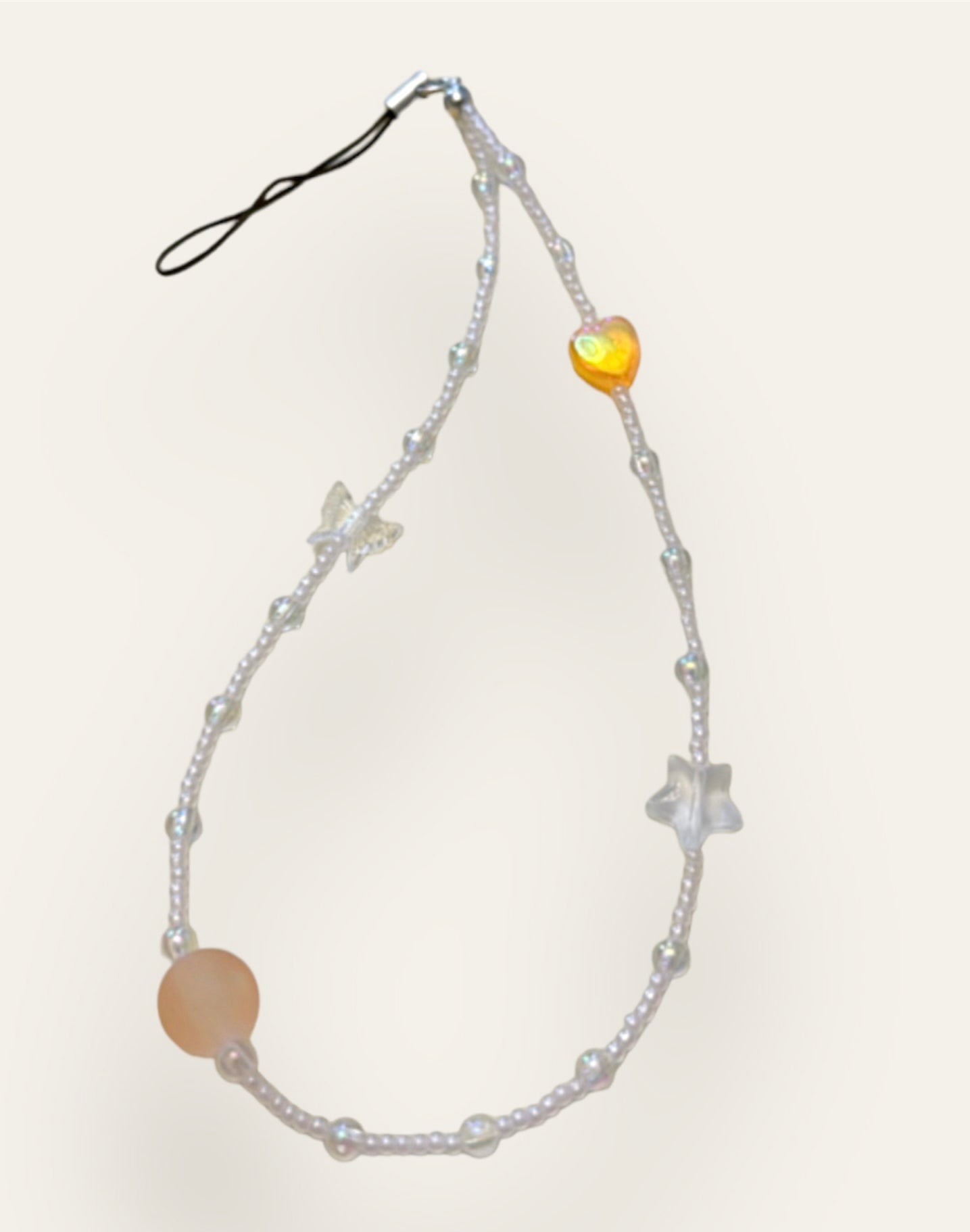 Beaded Heart & Butterfly Phone Charm
