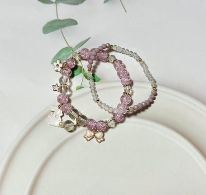 Crystal Beads Bunny Pendant Bracelet
