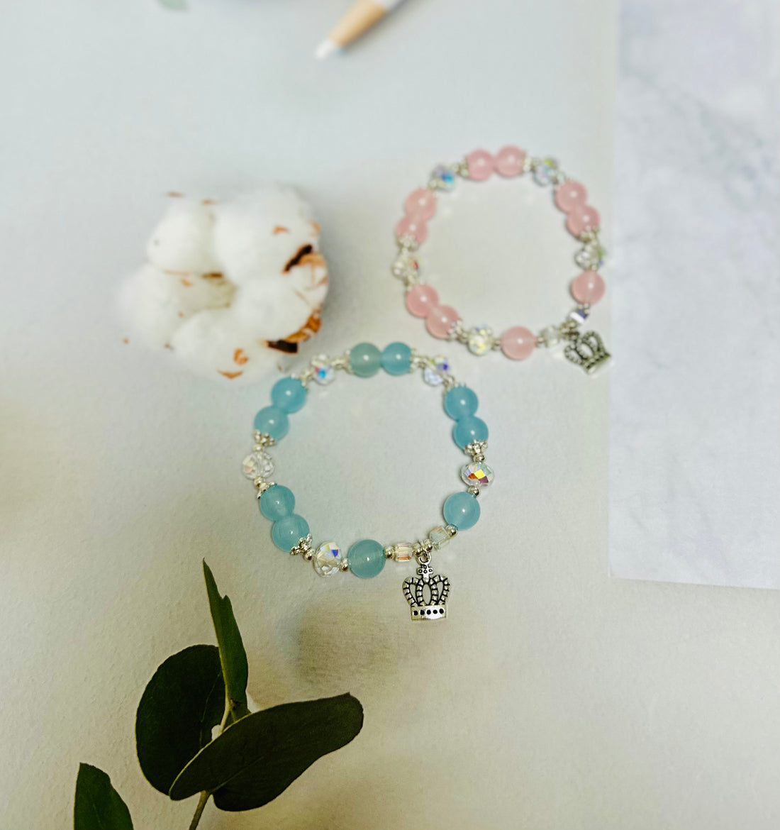 Kids Bracelets Crystal Beads & Crown Charm