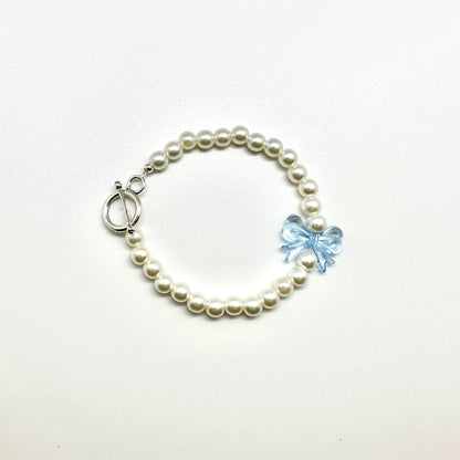 Pearl Bracelet with Acrylic Ribbon Beads