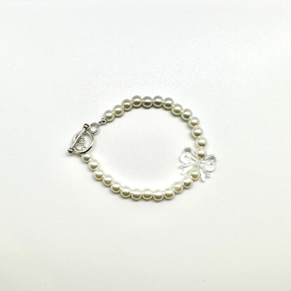 Pearl Bracelet with Acrylic Ribbon Beads