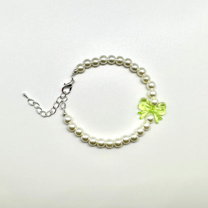 Pearl Bracelet with Acrylic Ribbon Beads