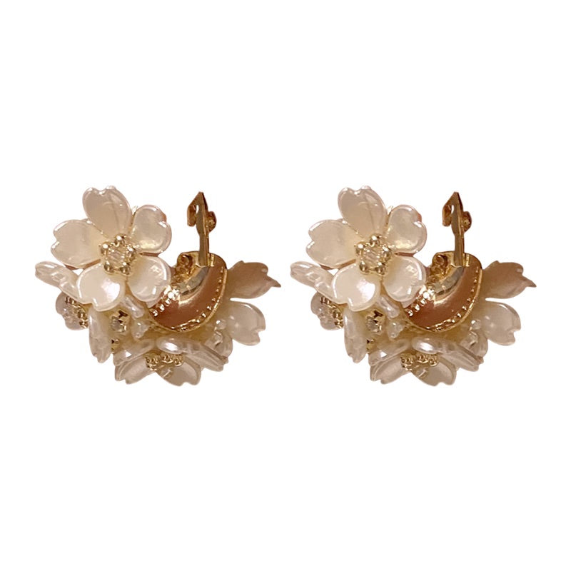 Flower Pearl Earring Front-back Pearl stud earrings