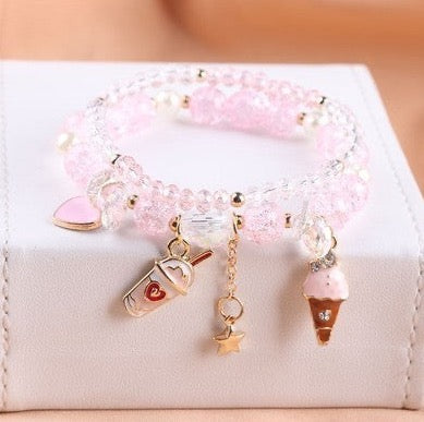 Crystal Beads Bracelet Flower &amp; Ice-cream Bracelet