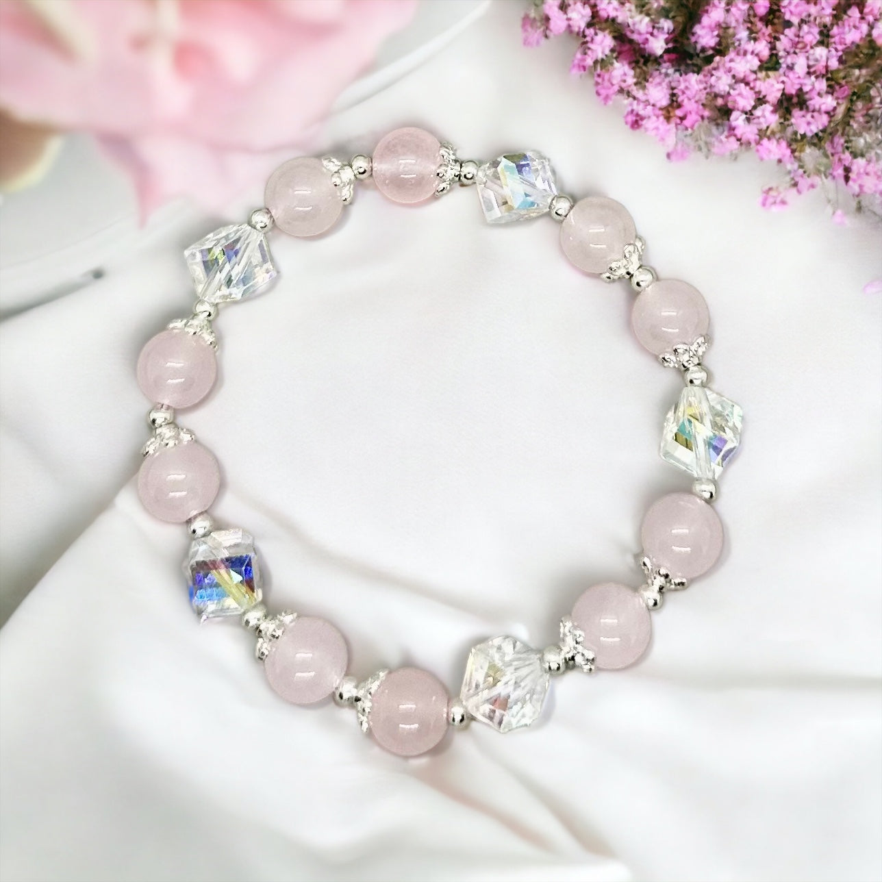 Crystal Beads Clear Shiny Butterfly Shaped Beads Handmade Bracelet