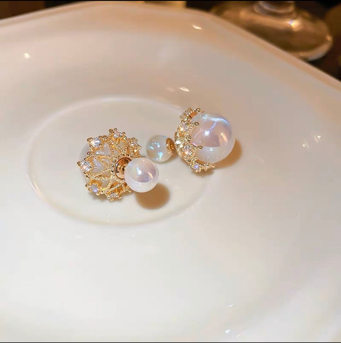 Fashion Pearl Earring Front-back pearl stud earring
