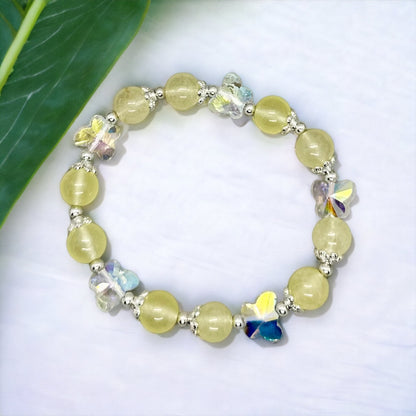Crystal Beads Clear Shiny Butterfly Shaped Beads Handmade Bracelet