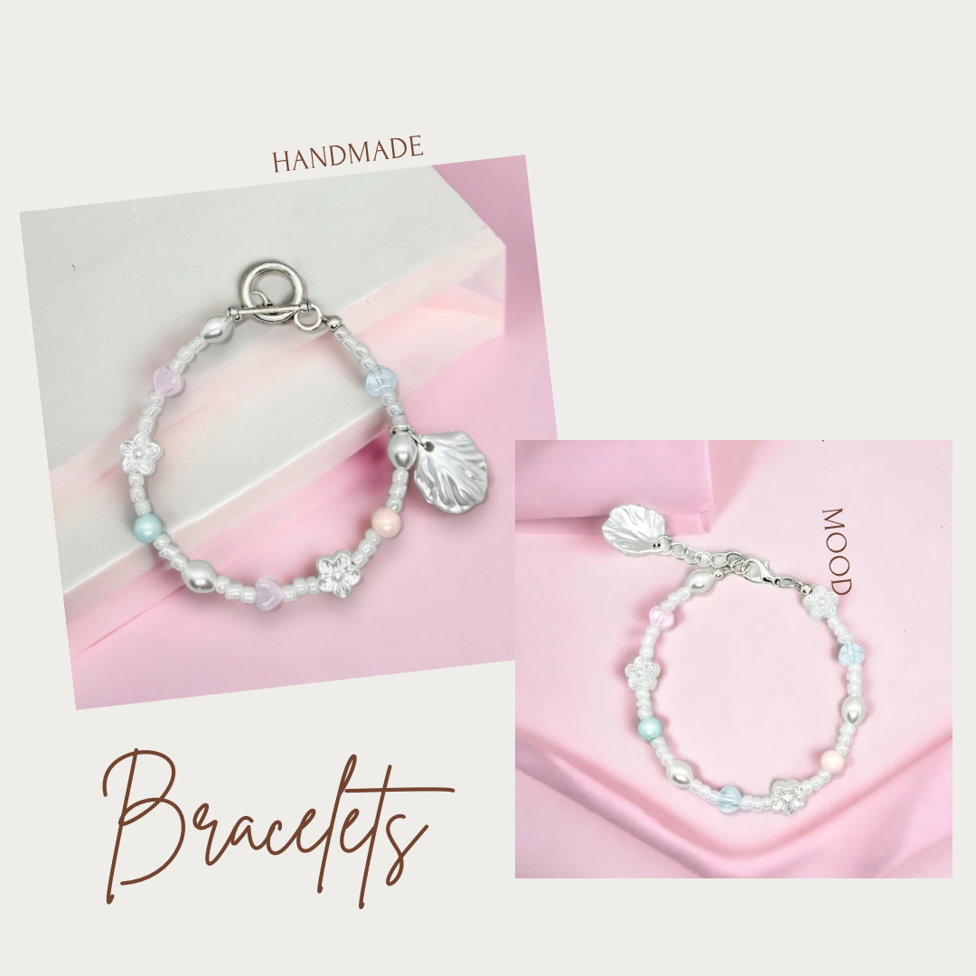 Sea shell pearl charm bracelet