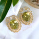 Green French Earrings Green Crystal