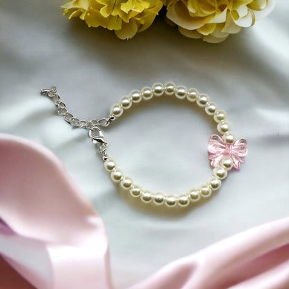 Pearl Bracelet with Acrylic Ribbon Beads