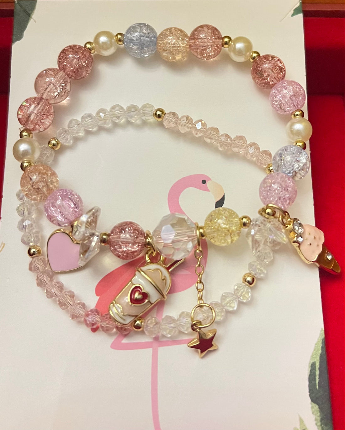 Crystal Beads Bracelet Flower &amp; Ice-cream Bracelet