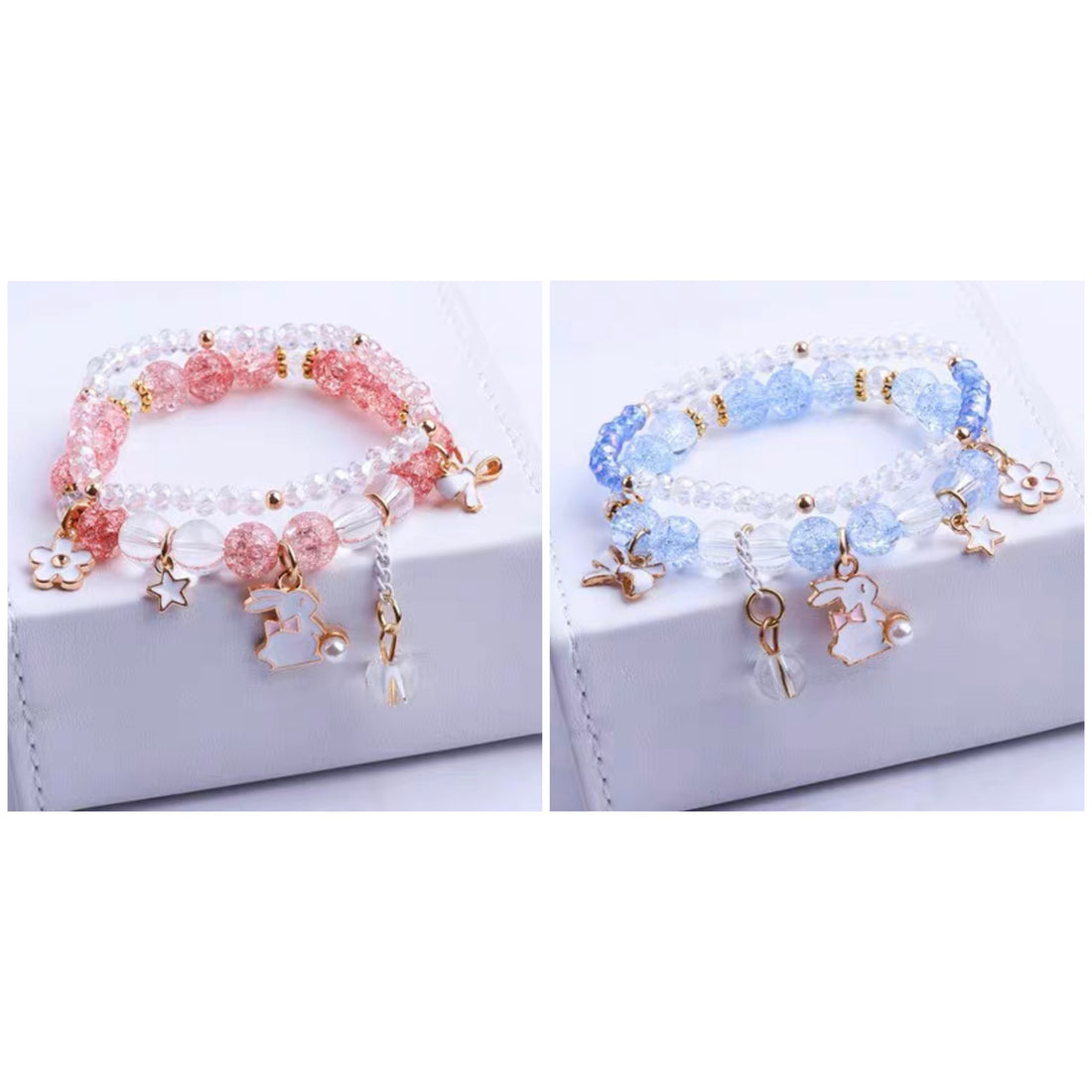 Crystal Beads Bunny Pendant Bracelet