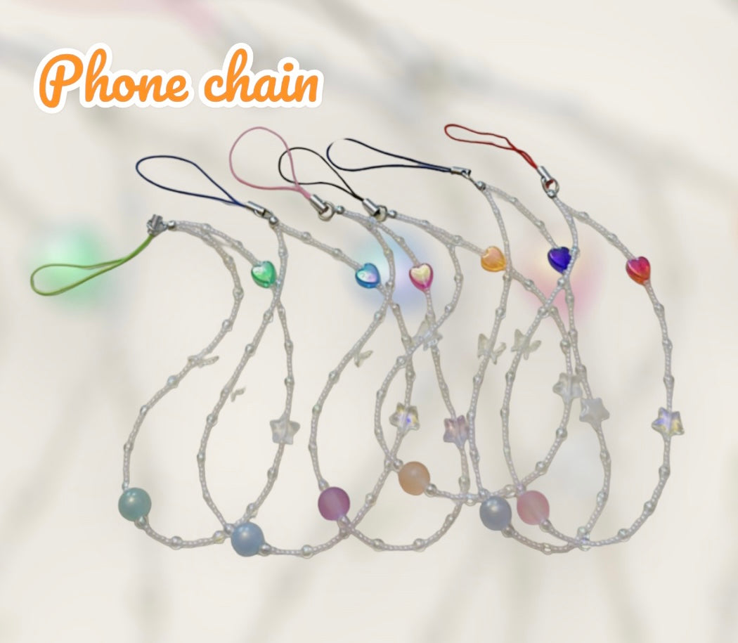 Beaded Heart & Butterfly Phone Charm